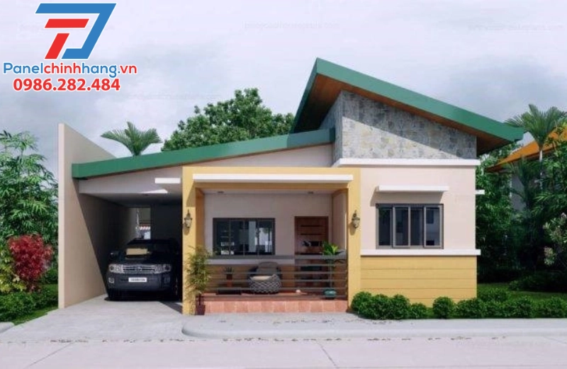 mái tôn chống nóng nhà mái lệch