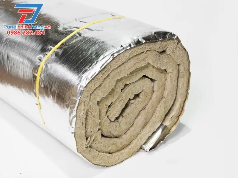 bông khoáng rockwool dạng cuộn có bạc