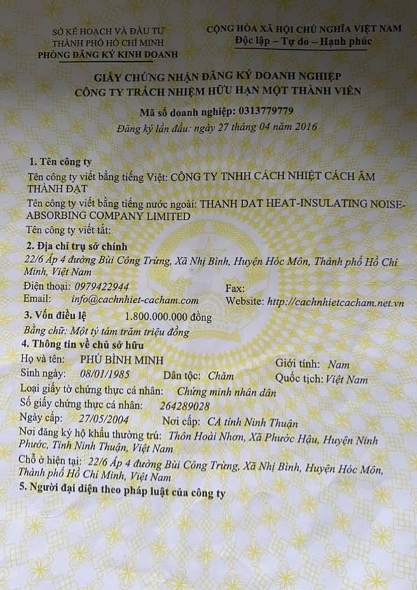 giấy phép kinh doanh Panel Thành Đạt giấy phép kinh doanh Panel Thành Đạt