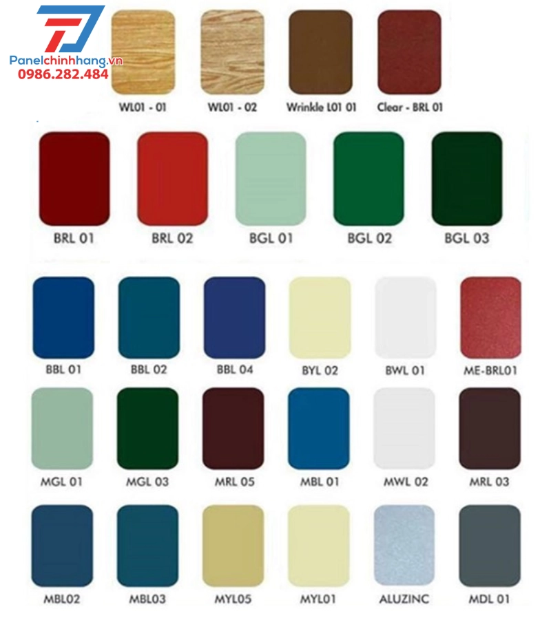 bảng màu tấm panel