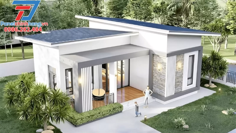 nhà panel cấp 4 mái lệch