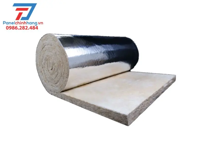 bông khoáng rockwool dạng cuộn có bạc