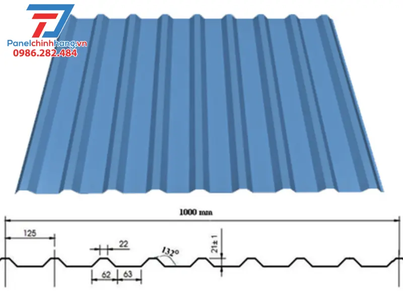 Kích thước tôn lợp mái 9 sóng